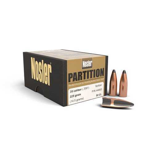 Nosler 35 Caliber 225 Grains SP Partition Bullets .358" 50/Box 44800